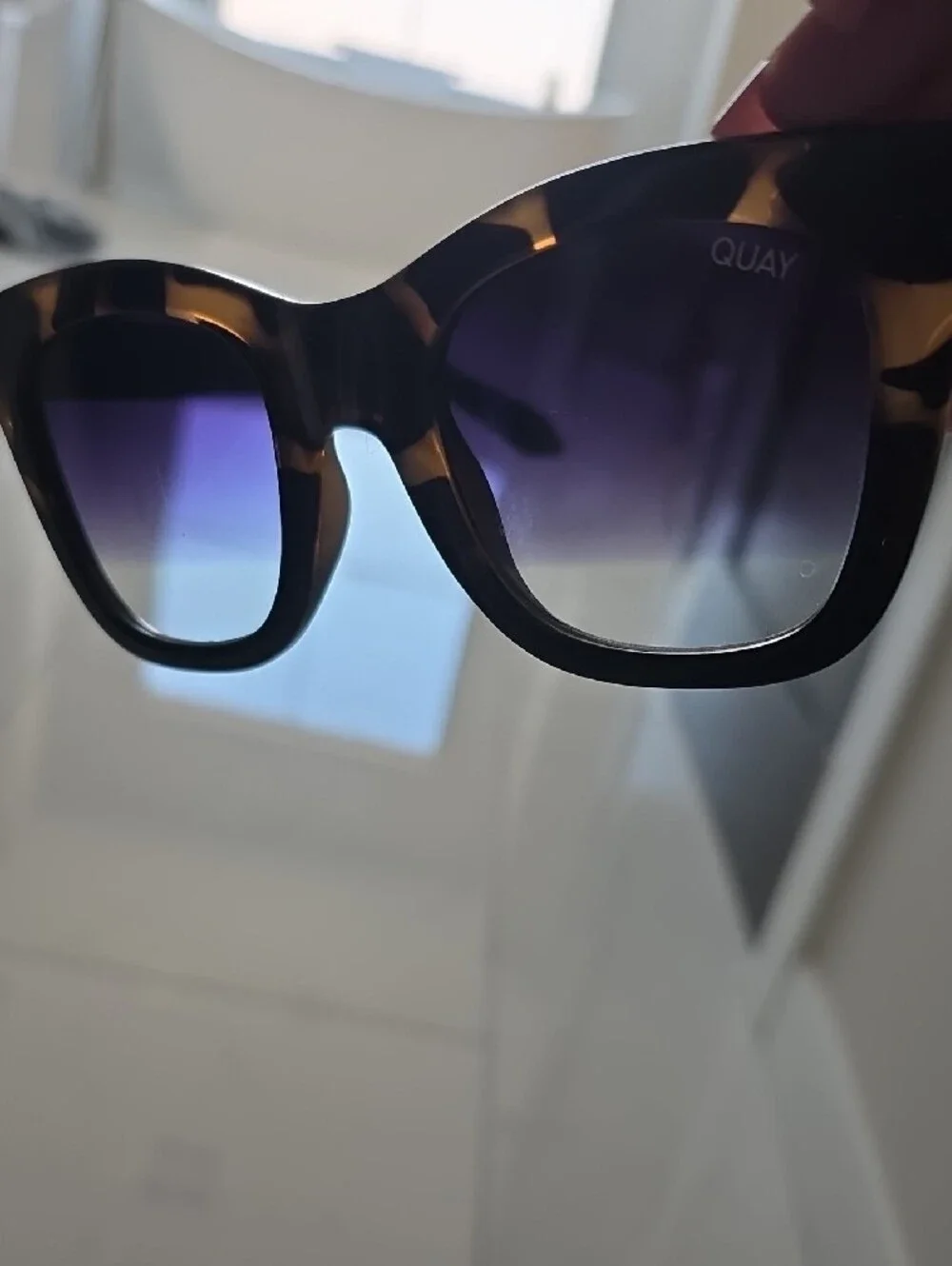 Quay Australia Tortoiseshell Frame Sunglasses with Gradient Purple Lenses